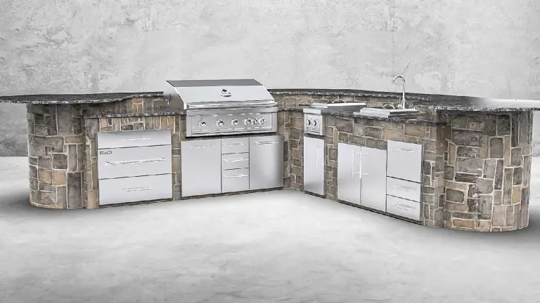 Luxury outdoor kitchen island with grill station